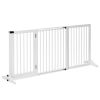 PawHut Freestanding Pet Gate Adjustable Wooden Dog Barrier 3 Panel Safety Fence w Lockable Door White 44.5-65.25x14.25x28