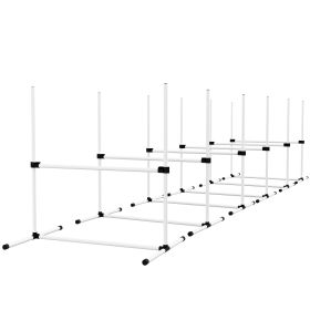 PawHut 6 Piece Dog Agility Set with Adjustable Height Jump Bars, Carry Bag, Displacing Top Bar, White