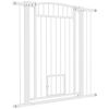 PawHut 30"-41" Extra Wide Walk Through Dog Gate w/ Cat Door, 3-Inch & 5.5-Inch Extension Kits, 42" High
