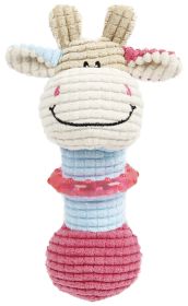 Pet Life 'Giraffe-Cow' Plush Squeaking and Rubber Teething Puppy Toy