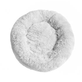 Luxurious Faux Fur Donut Cuddler Soft Plush Fluffy Indoor Dog Bed, Grey