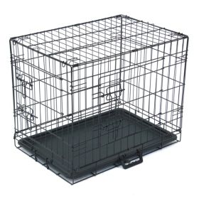 24" Pet Kennel Dog Folding Steel Crate Animal Playpen Wire Metal