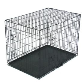 42" Pet Kennel Dog Folding Steel Crate Animal Playpen Wire Metal