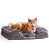 Memory Foam Pet Bed for Small Dogs with Washable Removable Cover Non-Slip Base Waterproof Liner Egg Crate Foam for Improved Sleep, Gray,medium