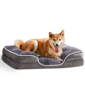 Memory Foam Pet Bed for Small Dogs with Washable Removable Cover Non-Slip Base Waterproof Liner Egg Crate Foam for Improved Sleep, Gray,medium