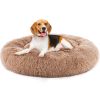 Anti-Slip Round Fluffy Plush Faux Fur Bed, large Brown