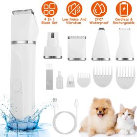 4 In 1 Electric Pet Dog Grooming Kit Cordless Rechargeable Pet Hair Trimmer