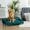 Large Dog Couch for a Fancy Dog Bed, Elevated Dog Sofa Bed with Washable Cover, Wooden Legs, Teal
