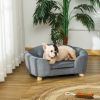 Miniature Dog Couch w/ Washable and Removable Cushion, Waterproof Cover, Gray