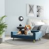 Modern Pet Bed, Dog Sofa, Velvety Dog Couch for Small to Medium Dogs, Dark Blue