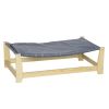 Raised Dog Bed with Washable Cushion, Elevated Pet Bed, Pine Wood Frame, 35.5" x 20" x 11"