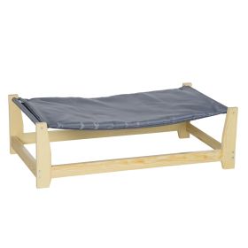 Raised Dog Bed with Washable Cushion, Elevated Pet Bed, Pine Wood Frame, 35.5" x 20" x 11"