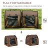 39" Portable Soft-Sided Pet Carrier With Divider, Dual Compartment, Soft Cushions, & Storage Bag - Brown