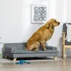 PawHut Pet Sofa for Large, Medium Dogs, Dog Couch with Water-resistant Fabric, Wooden Legs, Washable Cushion, Grey, 39" x 24.5" x 12.5"