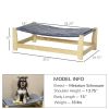 Raised Dog Bed with Washable Cushion, Elevated Pet Bed, Pine Wood Frame, 35.5" x 20" x 11"
