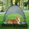 PawHut Elevated Dog Bed with Removable Canopy, Outdoor Dog Cot with UV Protection Canopy Shade, 36 inch Large Pet Bed for Camping, Gray