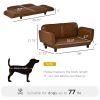 PawHut Pet Sofa Dog Bed Couch, Foldable Cat Lounger PU Leather Cover for Small & Large Sized Animals, 39" x 21.75" x 17.75", Brown