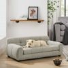 Soft and comfortable pet sofa with backrest and armrests, suitable for modern rectangular pet sofas for large and medium-sized dogs,-Beige
