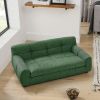 Soft and comfortable pet sofa with backrest and armrests, suitable for modern rectangular pet sofas for large and medium-sized dogs-Green