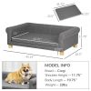 PawHut Medium Large Dog Couch Bed, Pet Sofa with Removable Seat Cushion and Elevated Base, Dark Gray