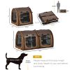 39" Portable Soft-Sided Pet Carrier With Divider, Dual Compartment, Soft Cushions, & Storage Bag - Brown