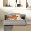 Robin 35" Tufted Wingback Pet Sofa Bed, Medium, Uptown Gray Stain Resistant High Performance Polyester