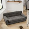 Soft and comfortable pet sofa with backrest and armrests, suitable for modern rectangular pet sofas for large and medium-sized dogs,-dark gray