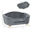 Miniature Dog Couch w/ Washable and Removable Cushion, Waterproof Cover, Gray