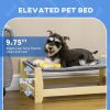 Raised Dog Bed with Washable Cushion, Elevated Pet Bed, Pine Wood Frame, 35.5" x 20" x 11"