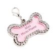 Pet Bone Shape Rhinestone Writable Name Telephone ID Tags