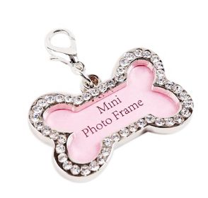 Pet Bone Shape Rhinestone Writable Name Telephone ID Tags