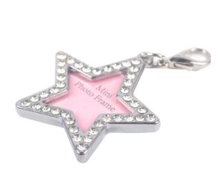 Pet Star Shape Rhinestone Writable Name Telphone ID Tags