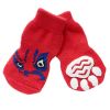 4 Pcs Cute Puppy Socks Knitted Pet Socks Dog Paw Protection Poodle Teddy Socks, Red Chinese Opera Face