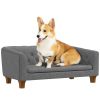 PawHut Raised Pet Lounge for Small to Medium Dogs Grey with Plush Removable Cover