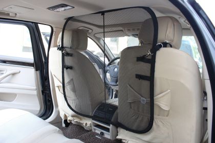 Pet Life Squared Easy-Hook Protective Mesh Folding Backseat Car Seat Safety Barrier For Dogs