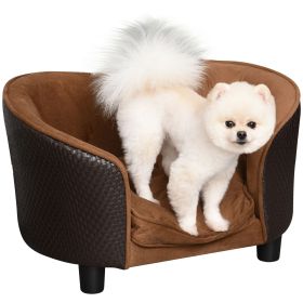 Dog Sofa with Removable Washable Cushion, Elevated Sofa for Miniature Dogs, White