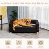 Modern Pet Sofa Cat or Medium Large Dog Couch W/ Removable Seat Cushion, Black