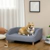 PawHut 38" Dog Sofa for Medium Large Dogs, Dog Couch w/Removable Cushion, Washable Cover, Anti-slip Feet, for Dogs Up to 55 lbs - Gray
