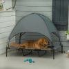 PawHut 48" x 36" Elevated Portable Dog Cot Cooling Pet Bed with UV Protection Canopy Shade