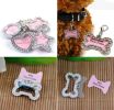 Pet Star Shape Rhinestone Writable Name Telphone ID Tags