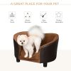 Dog Sofa with Removable Washable Cushion, Elevated Sofa for Miniature Dogs, White
