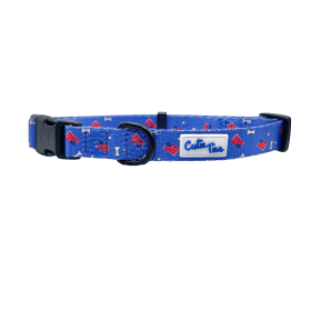 Cutie Ties Fun Design Dog Collar (Color: Red/White/Bones, Size: small)