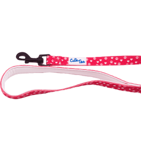 Cutie Ties Fun Design Dog Leash (Color: Paw Prints & Hearts Red, Size: large)