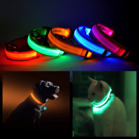 LED PET Safety Halo Style Collar (Color: Hot Pink, Size: large)