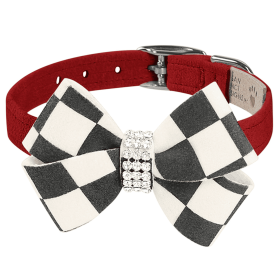 Susan Lanci Designs Windsor Check Nouveau Bow Collar (Color: Red, Size: TC)