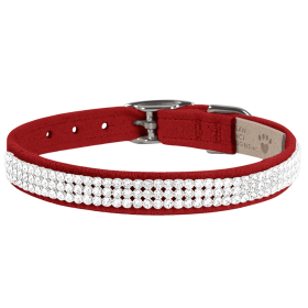 Susan Lanci Designs 3 Row Giltmore Crystals Collar (Color: Red, Size: large)