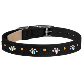 Susan Lanci Designs Crystal Paws Collar (Color: Black, Size: XXS)