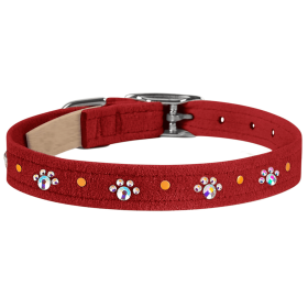 Susan Lanci Designs Crystal Paws Collar (Color: Red, Size: XXS)