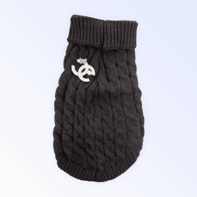 My Cozy Chewnel Knit Sweater (Color: Black, Size: small)