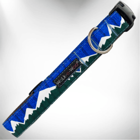 Mountain Dog Collars (Color: Blue/Green Snowcap Mtn, Size: L 1" width fits 14-25" neck)